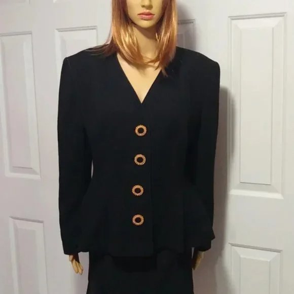 Vintage Designer Lilli Ann Blazer 70s Black Peplum Union Made in USA Medium - Picture 13 of 13